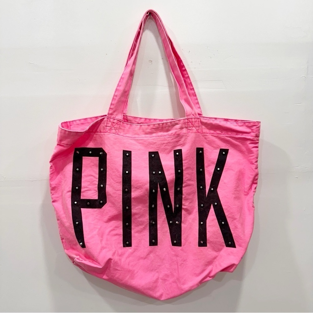 Pink Victoria’s Secret Studded Logo Large Tote Bag Vacation Shopping